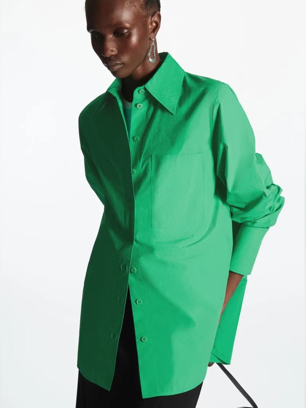 COS Oversized Tailored Shirt Green Cotton Size 4